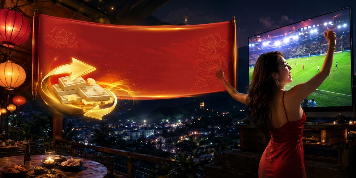 Quang cảnh sảnh casino trực tuyến Việt Nam với ánh đèn rực rỡ và bàn cược đẳng cấp