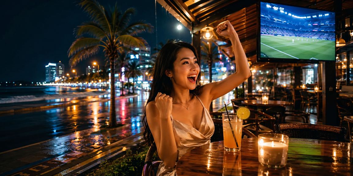 Người hâm mộ tại Vũng Tàu theo dõi sự kiện thể thao và thưởng thức cà phê